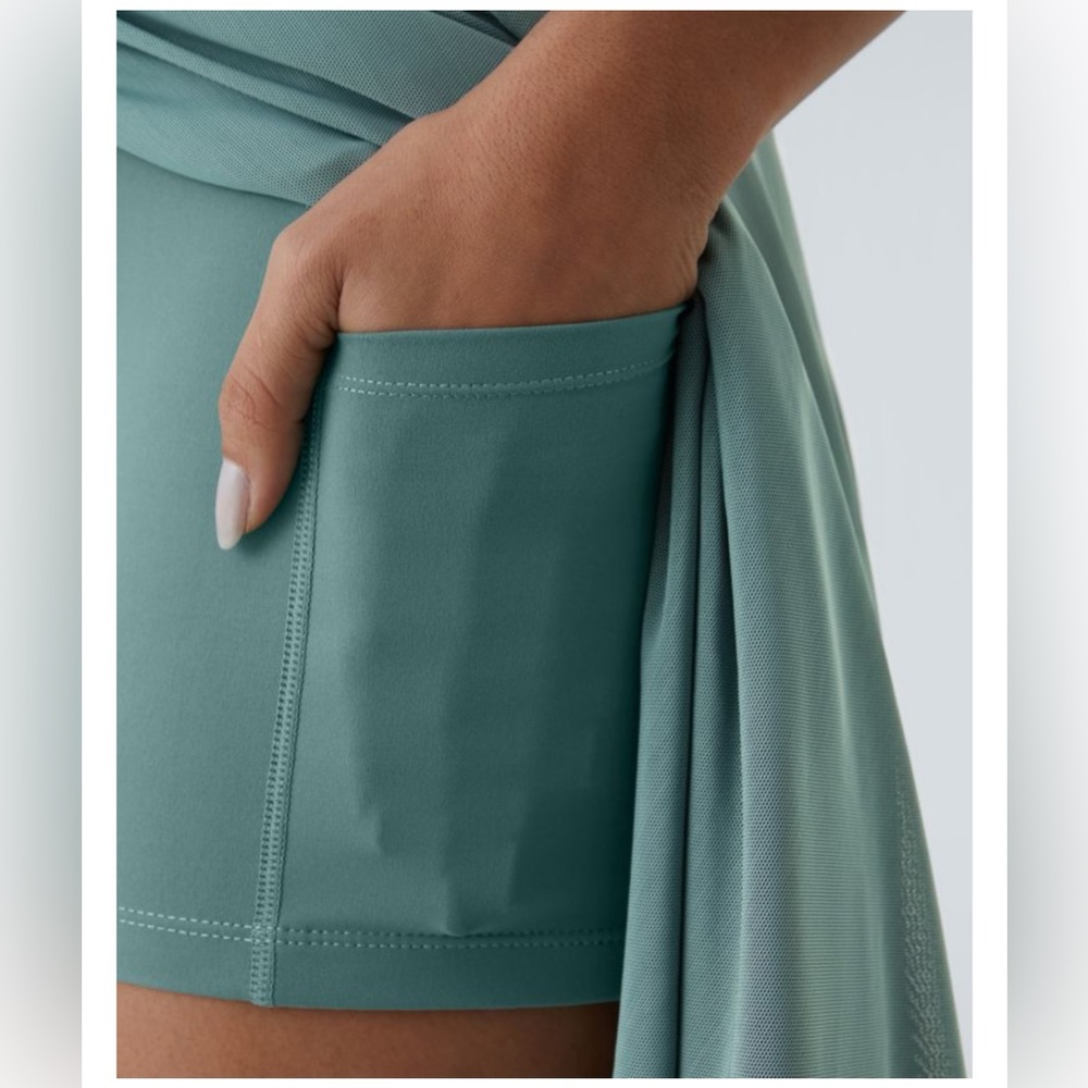 Halara Women's High-Waisted Drawstring Midi Skirt Contrast Mesh, 2-in-1, Medium - Picture 2 of 8